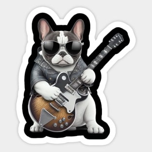 French Bulldog Playing Guitar Sticker
